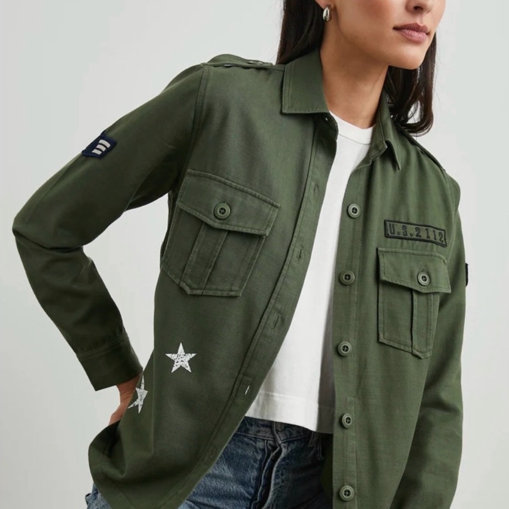 Rails Loren Shirt Jacket Patched Military Olive Green Small